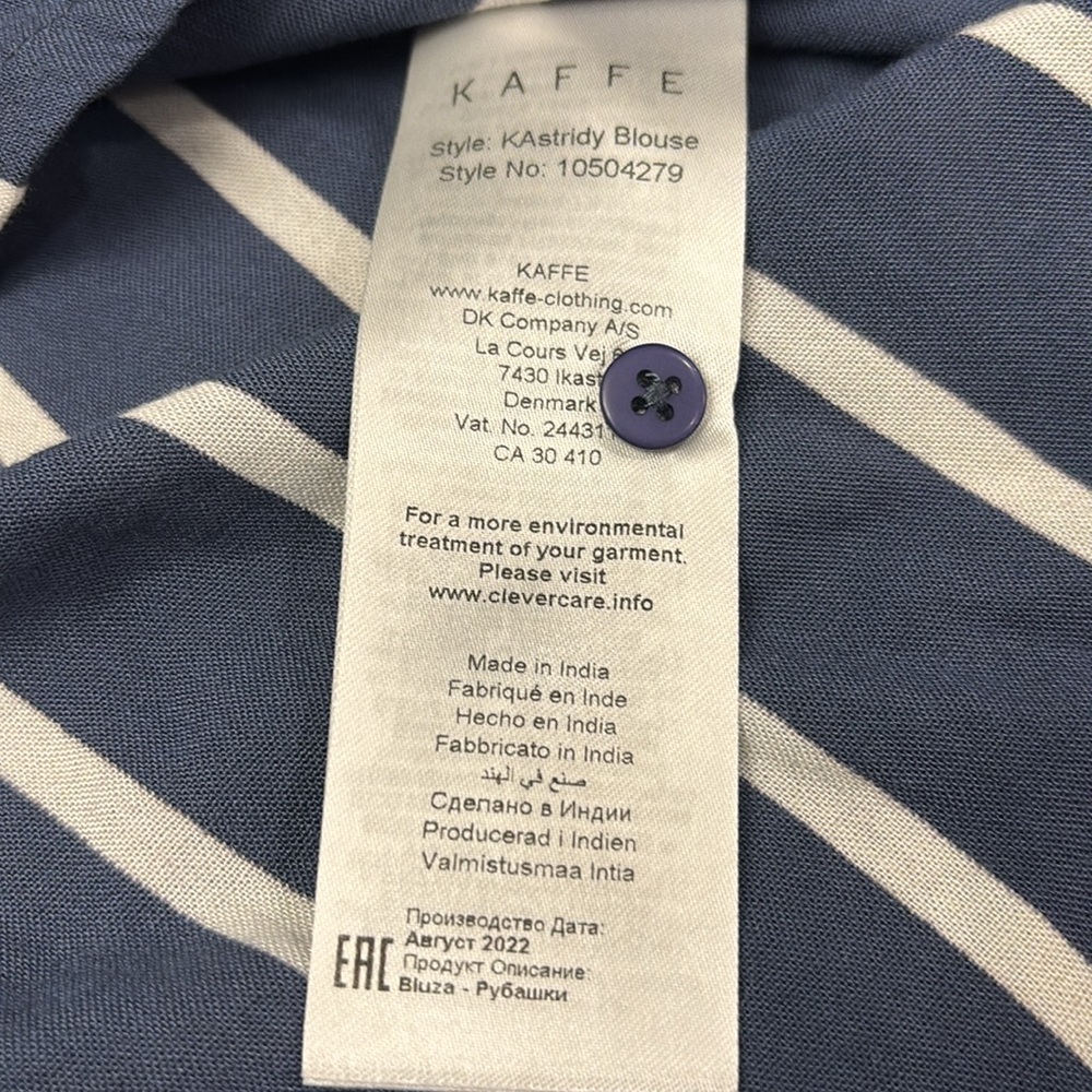 KAFFE Navy and White Striped Blouse - Picture 8 of 11
